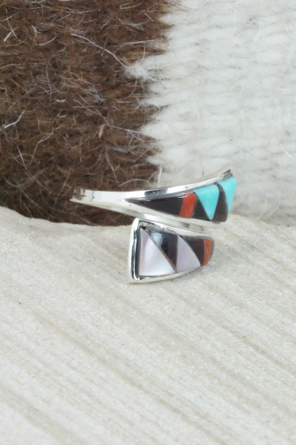 Multi Stone & Sterling Silver Ring - Cena Zuni - Size 6