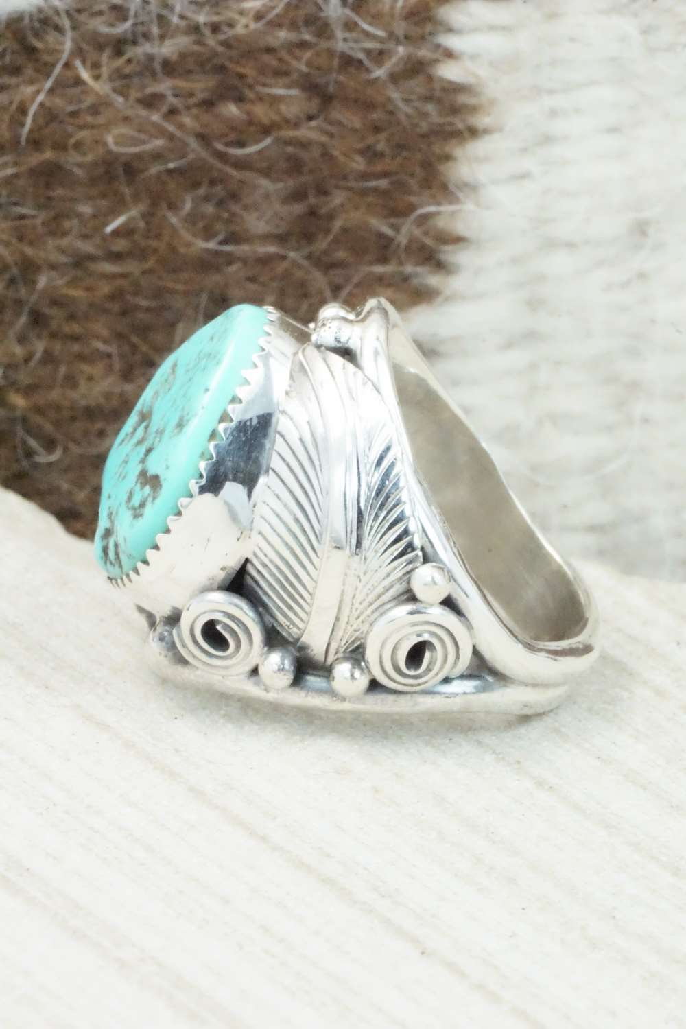 Turquoise & Sterling Silver Ring - Darrell Morgan - Size 9.25