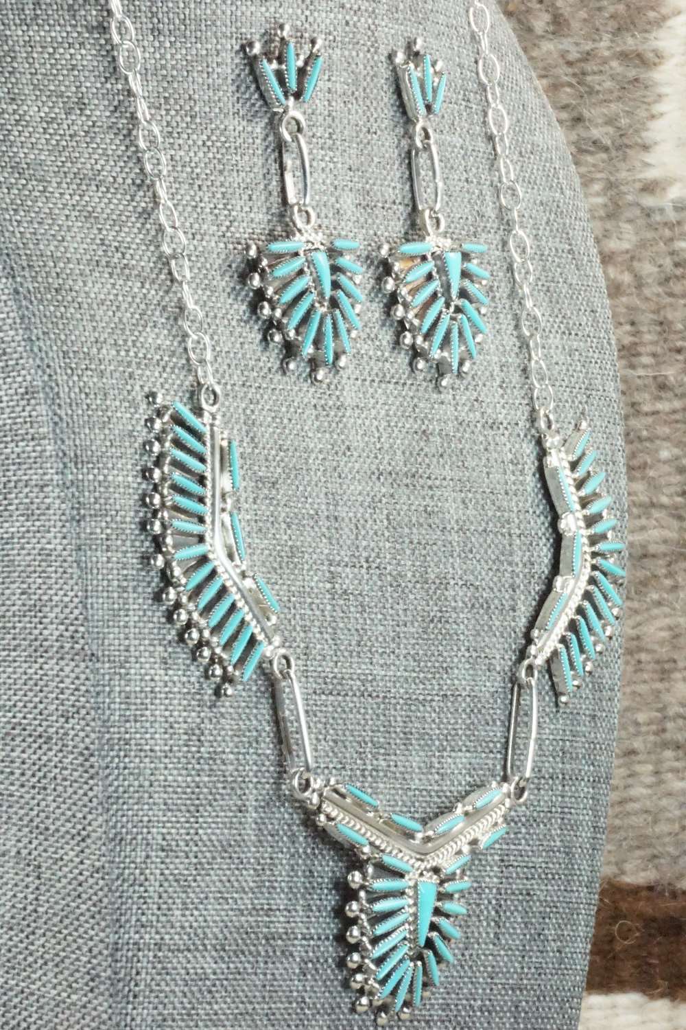 Turquoise & Sterling Silver Jewelry Set - Cordelia Waatsa