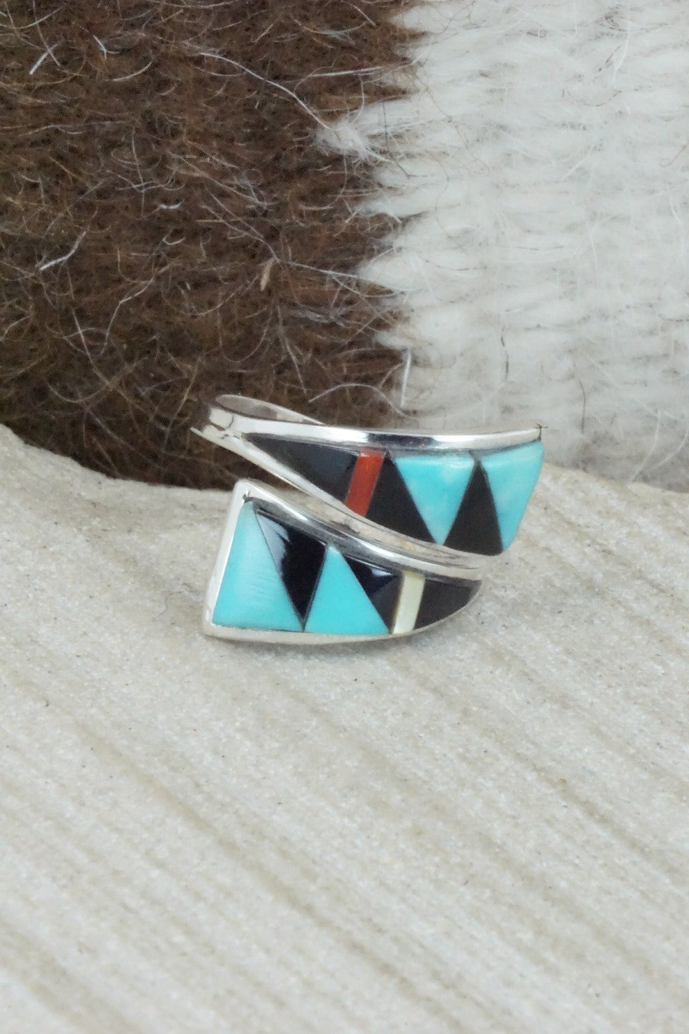 Multi Stone & Sterling Silver Ring - Cena Zuni - Size 6