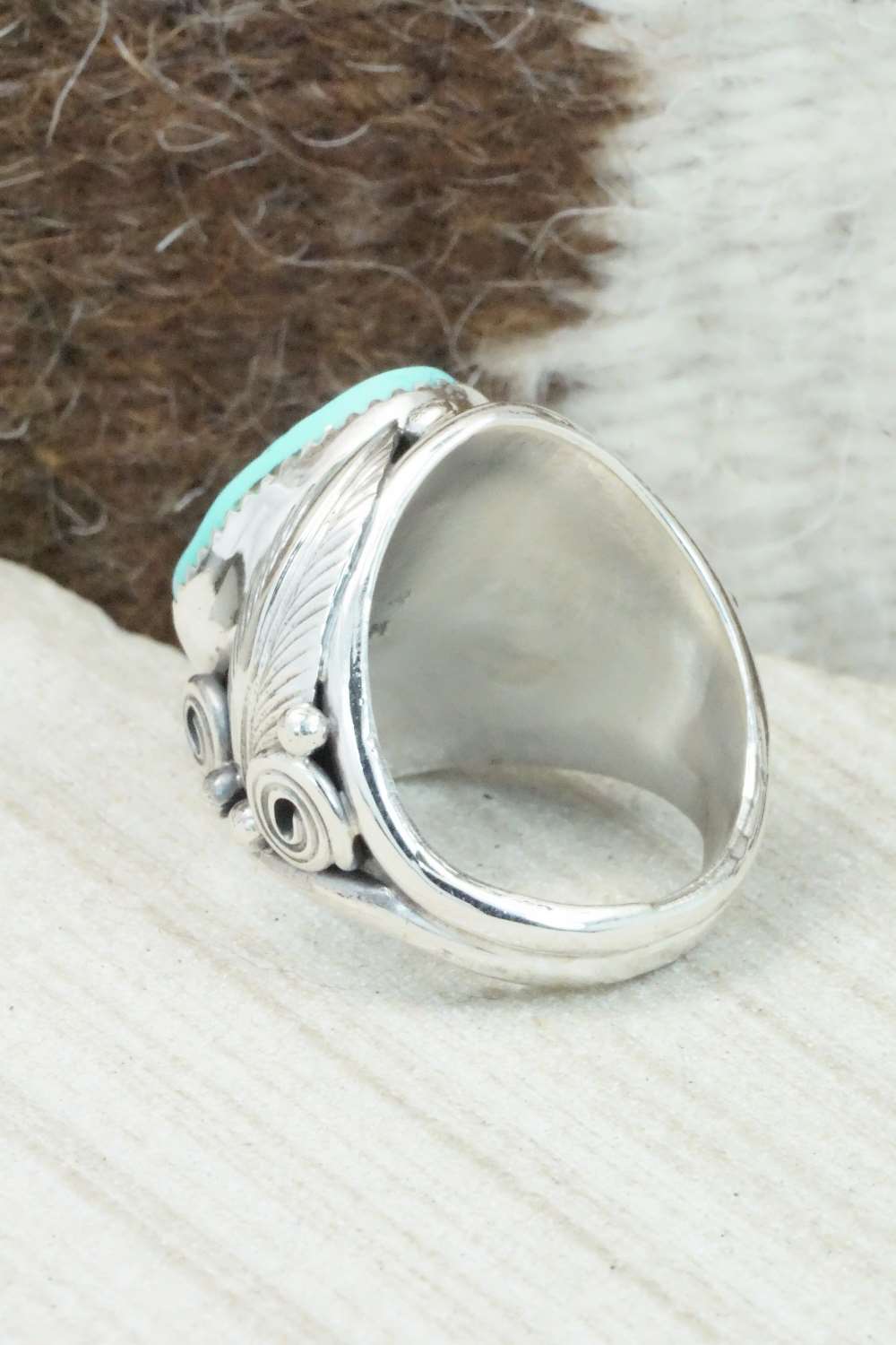Turquoise & Sterling Silver Ring - Darrell Morgan - Size 9.25