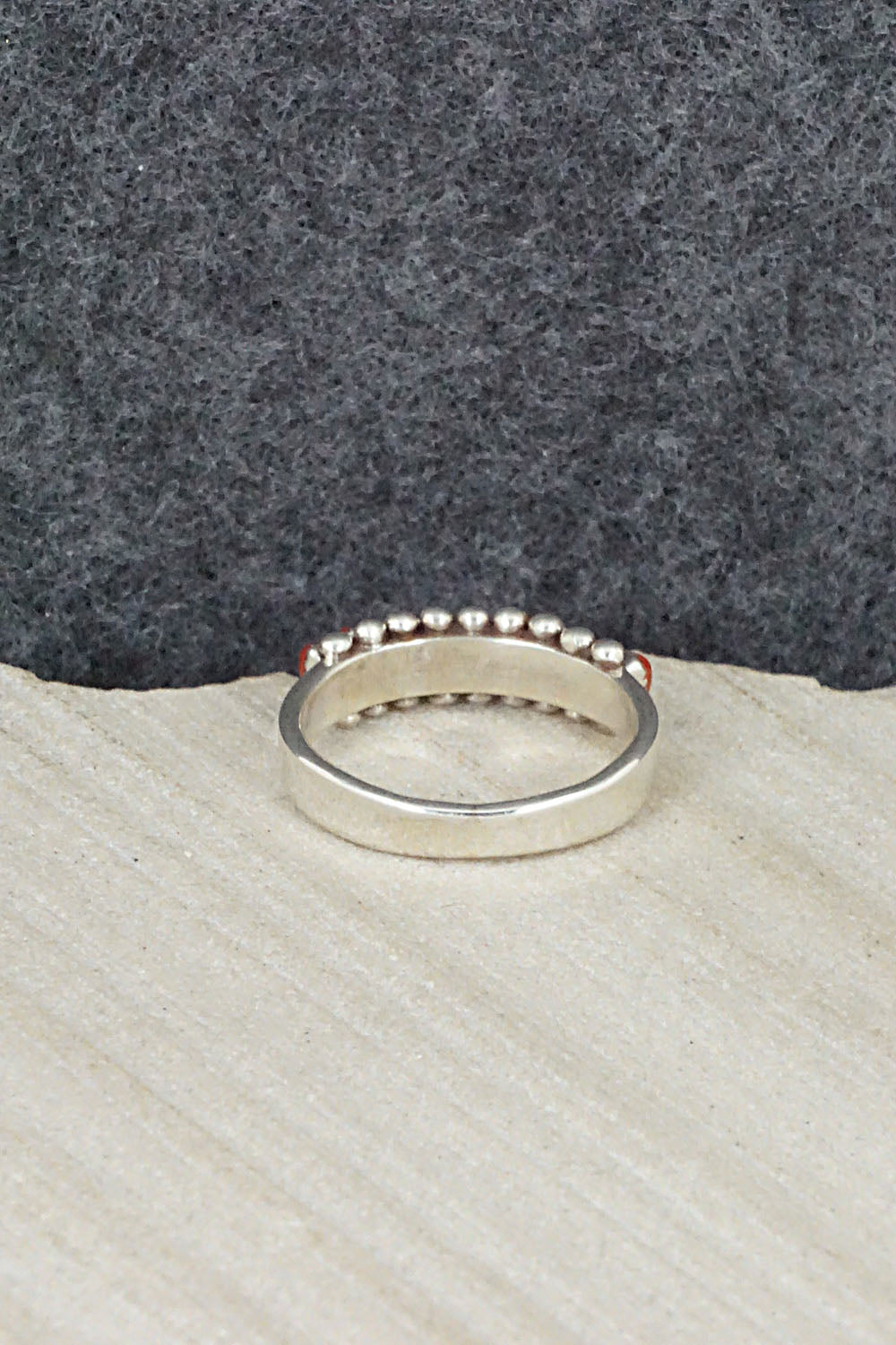 Coral & Sterling Silver Ring - Irma Unkestine - Size 6.75