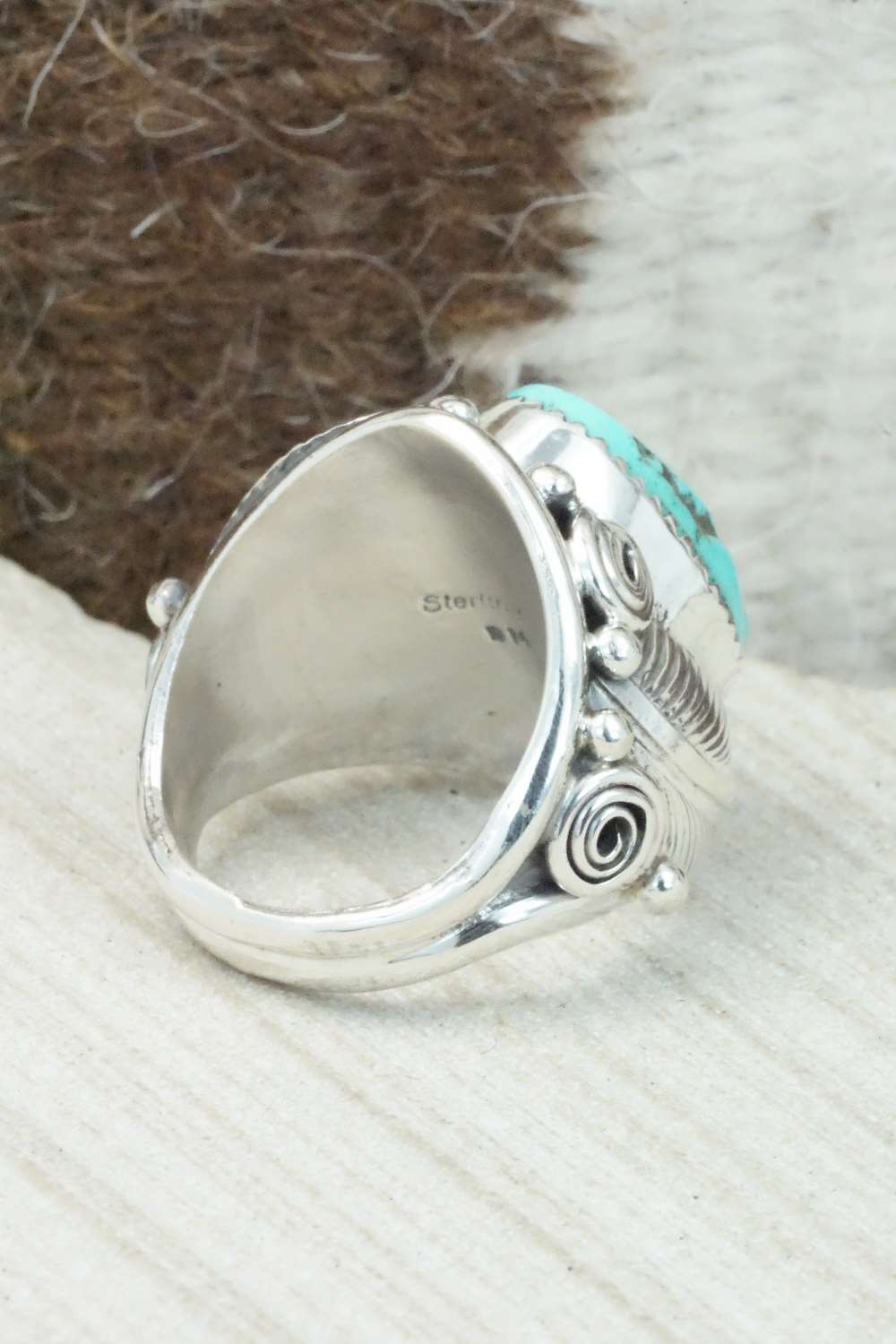 Turquoise & Sterling Silver Ring - Darrell Morgan - Size 9.25