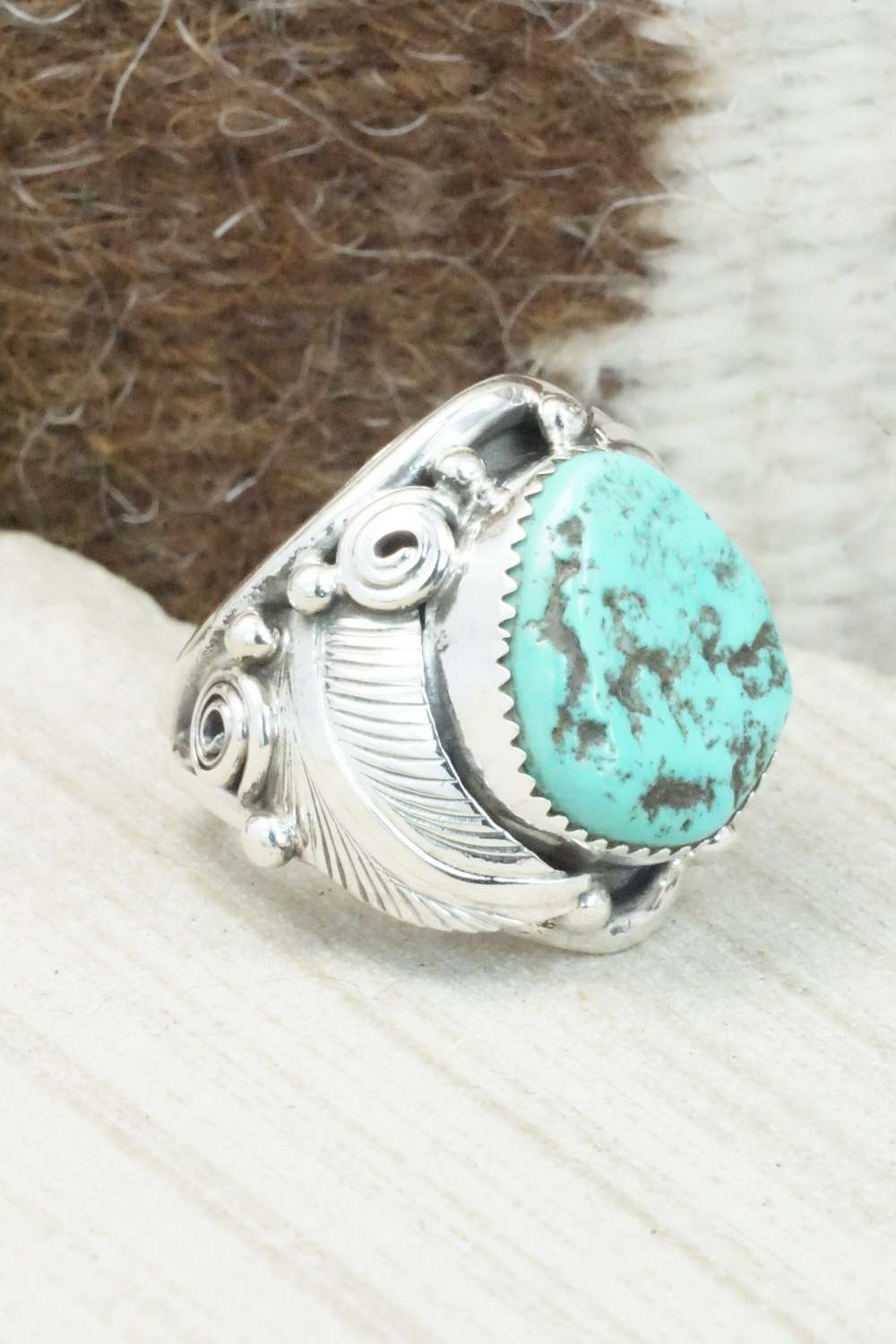 Turquoise & Sterling Silver Ring - Darrell Morgan - Size 9.25