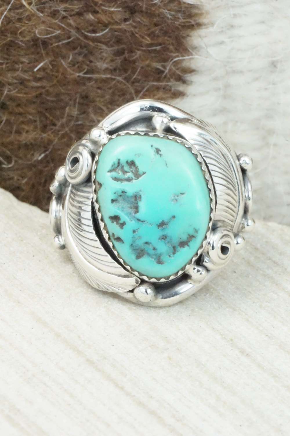 Turquoise & Sterling Silver Ring - Darrell Morgan - Size 10