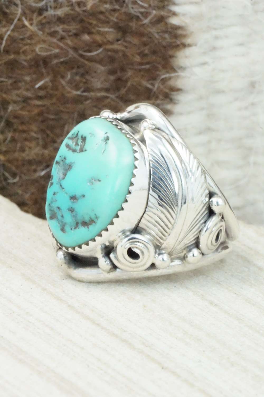 Turquoise & Sterling Silver Ring - Darrell Morgan - Size 10