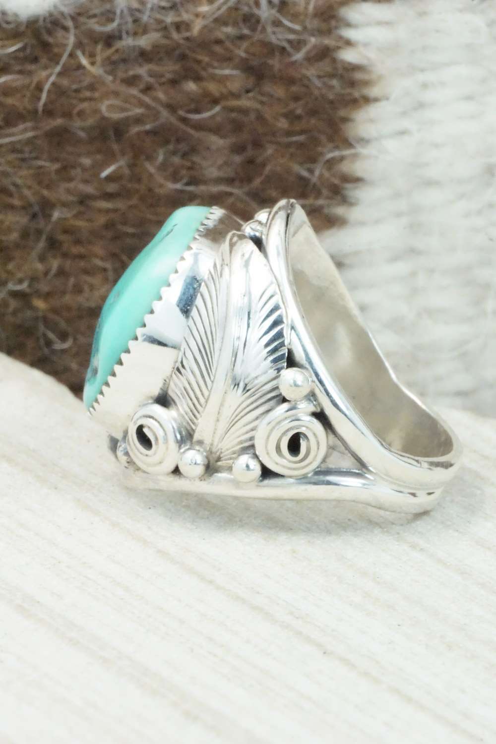 Turquoise & Sterling Silver Ring - Darrell Morgan - Size 10