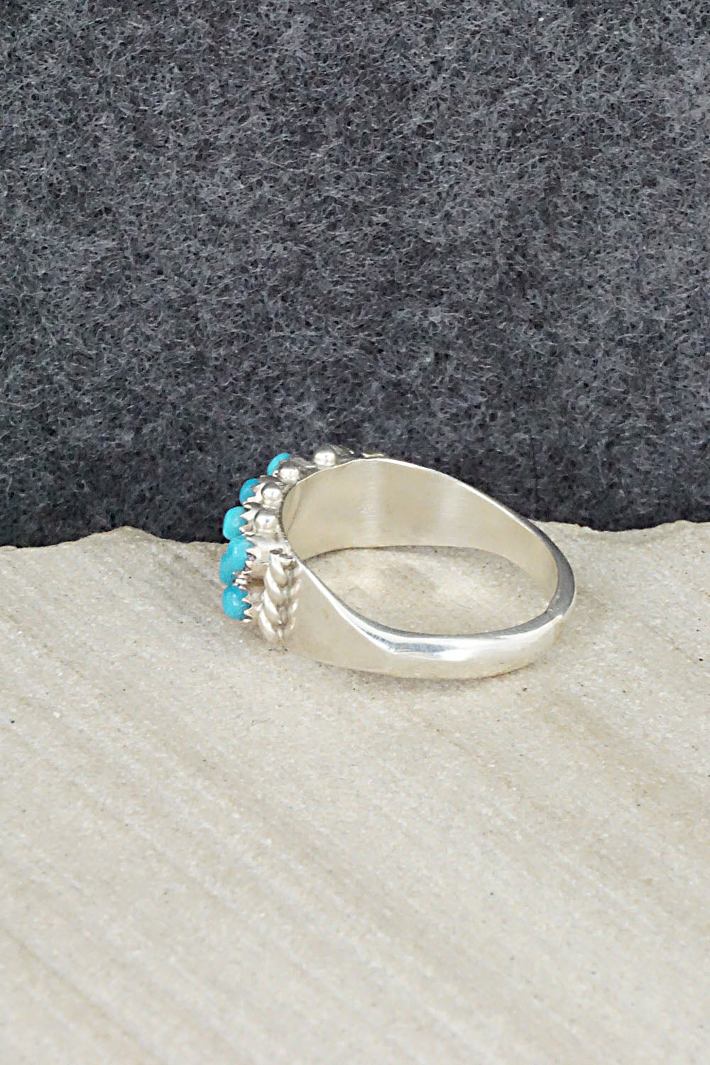 Turquoise & Sterling Silver Ring - April Haloo - Size 7