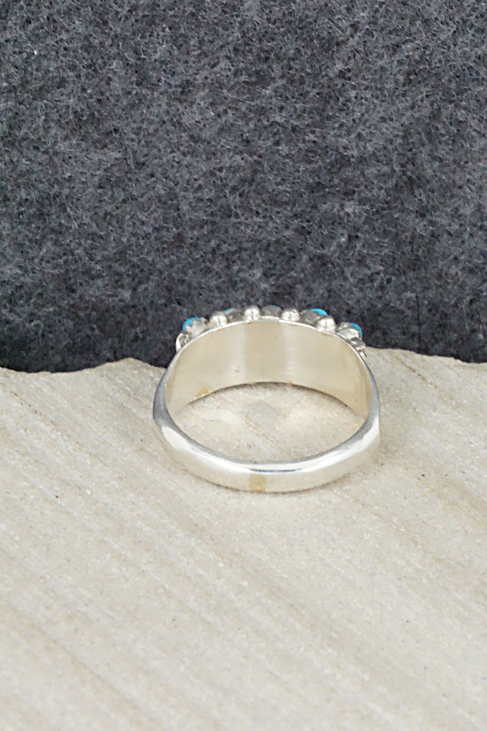 Turquoise & Sterling Silver Ring - April Haloo - Size 5