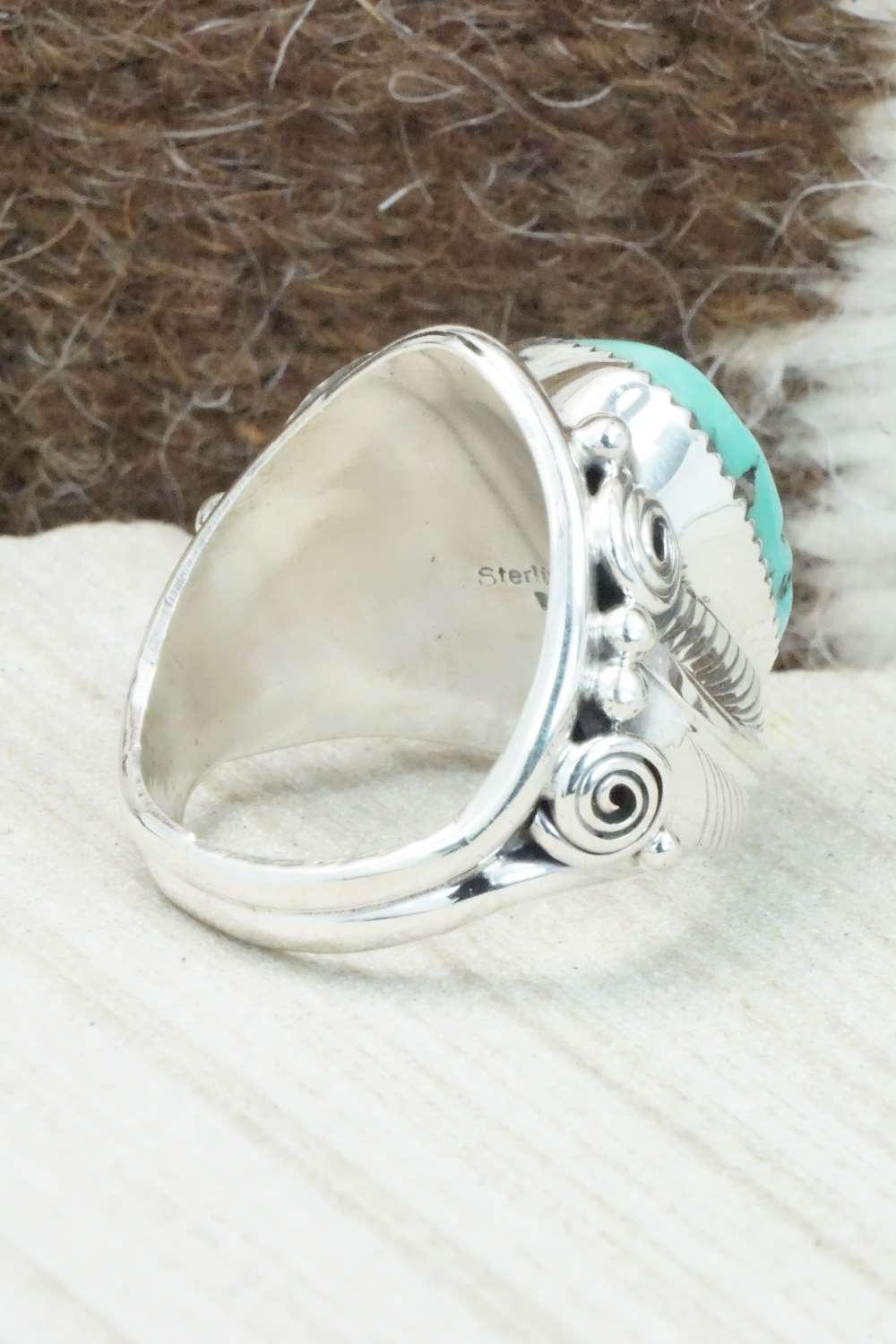 Turquoise & Sterling Silver Ring - Darrell Morgan - Size 10