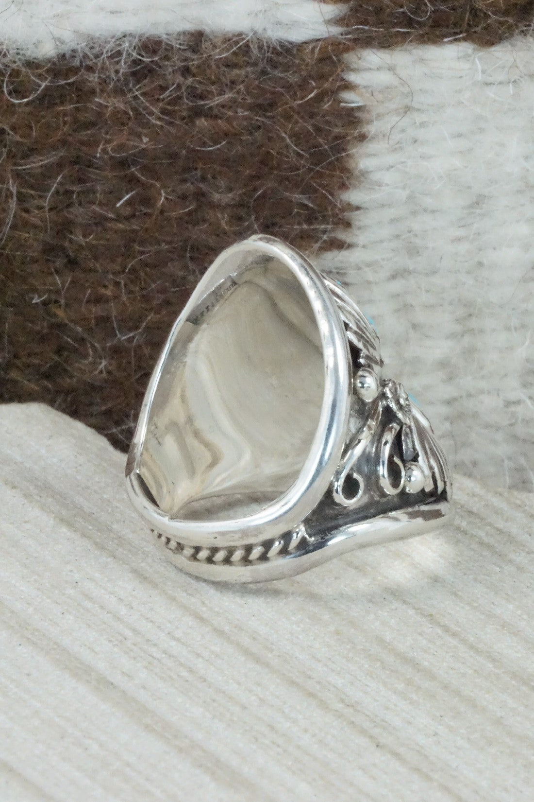 Turquoise & Sterling Silver Ring - Calvin Belin - Size 10.5