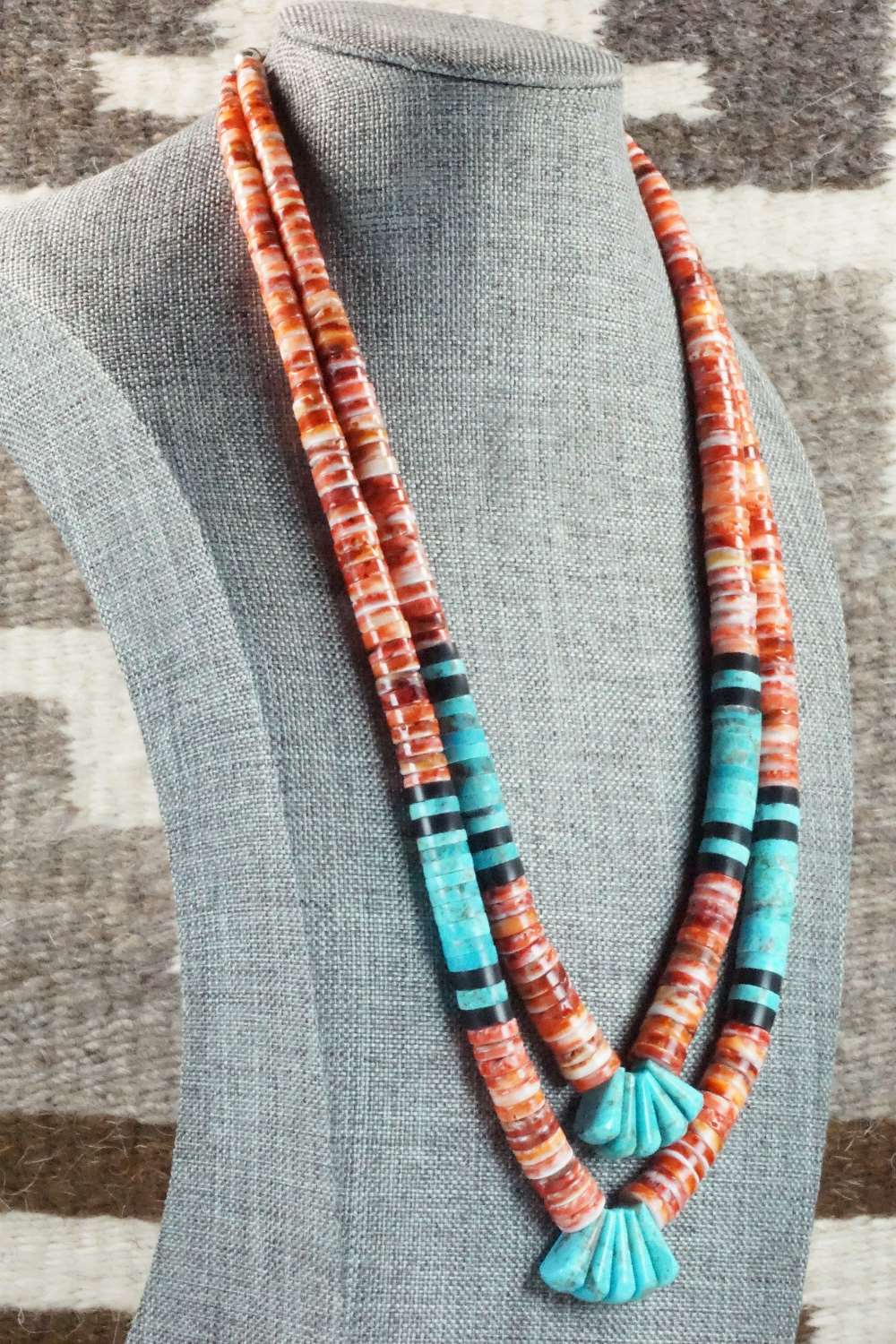 Turquoise & Spiny Oyster Necklace - Lupe Lovato