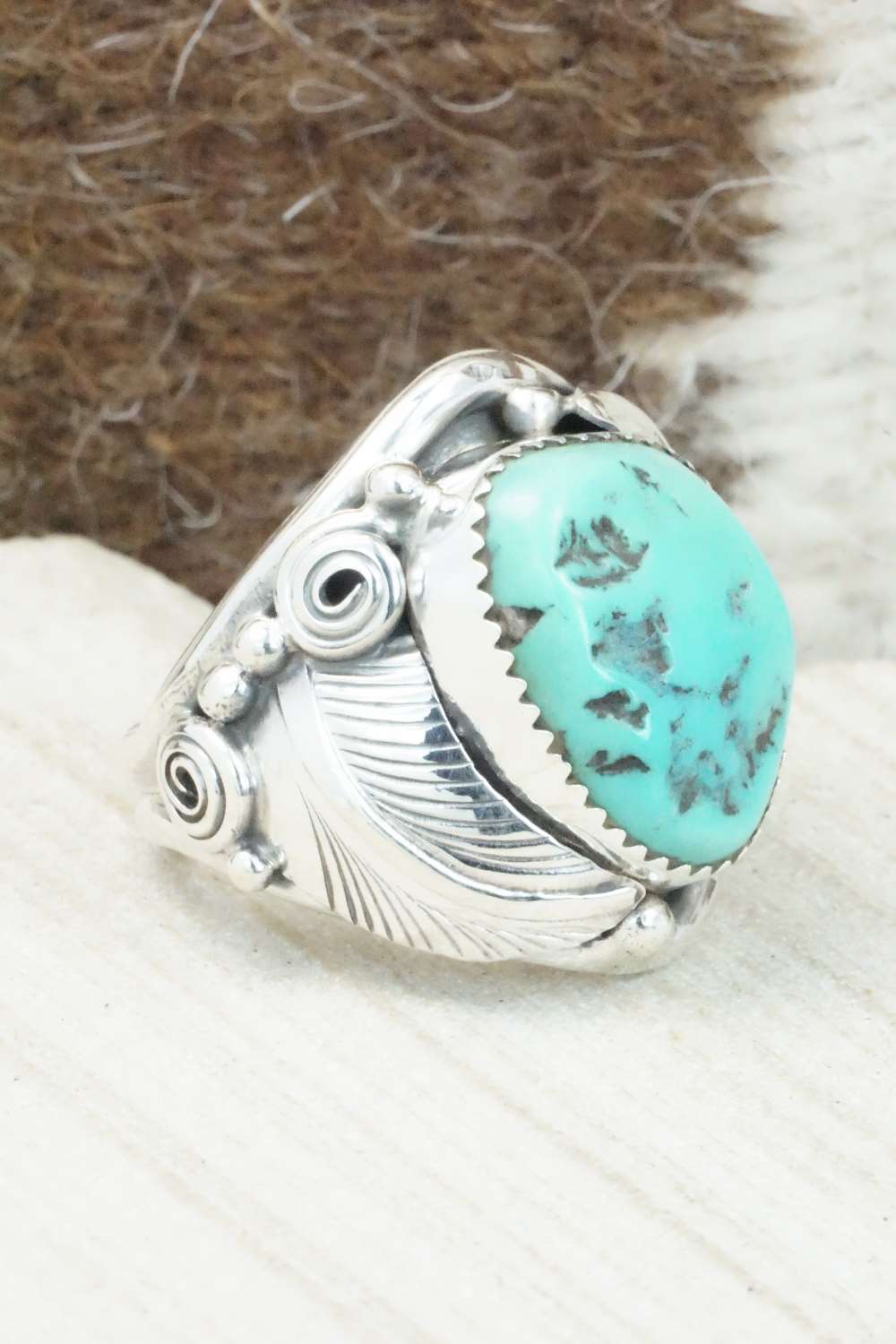 Turquoise & Sterling Silver Ring - Darrell Morgan - Size 10
