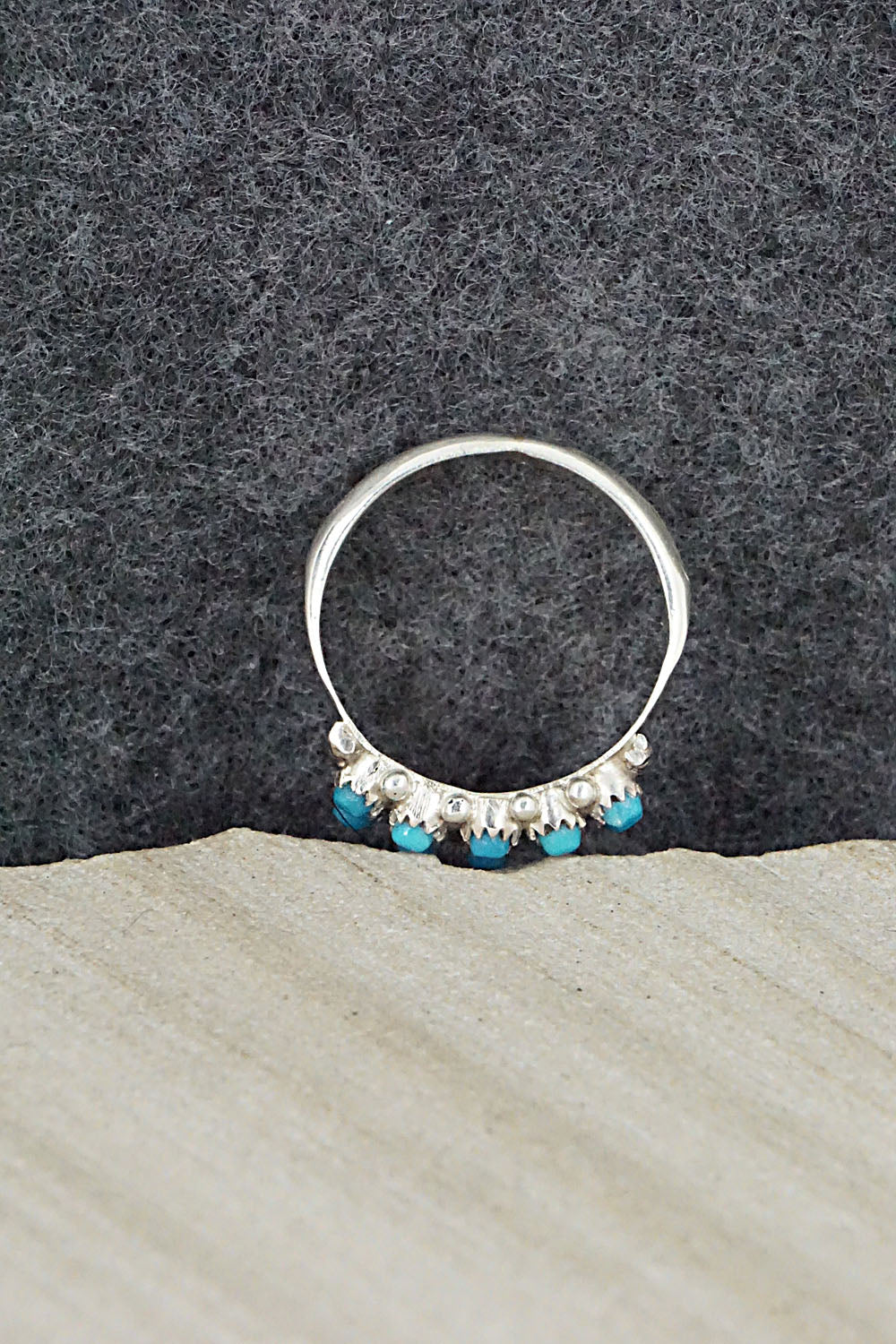 Turquoise & Sterling Silver Ring - April Haloo - Size 7