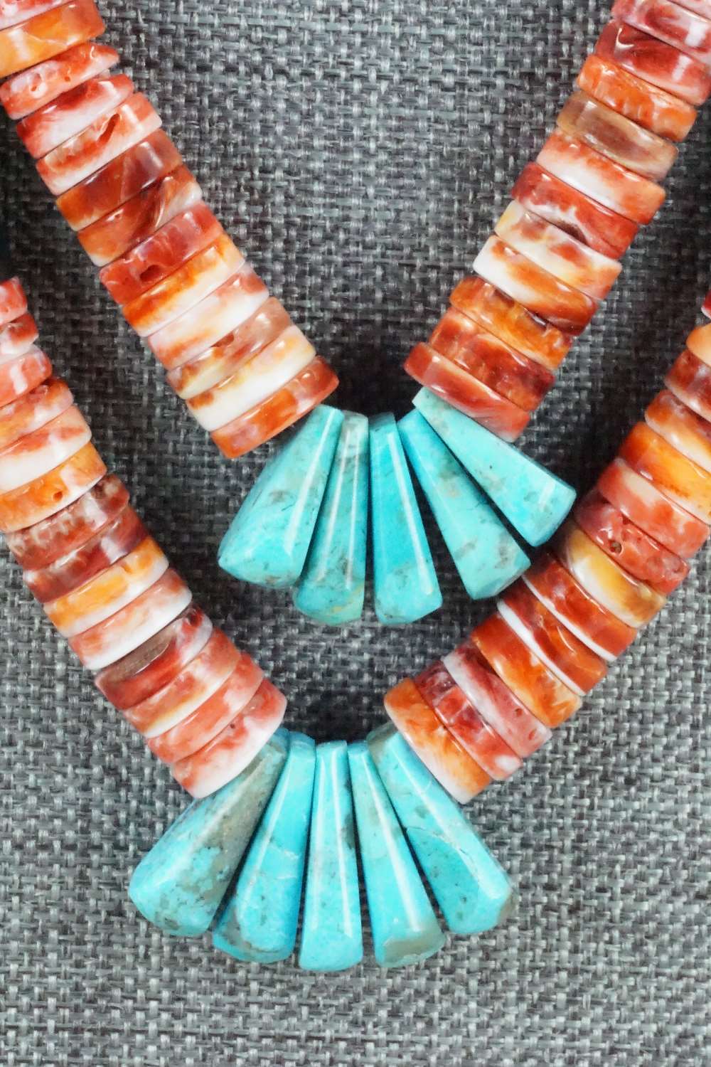 Turquoise & Spiny Oyster Necklace - Lupe Lovato