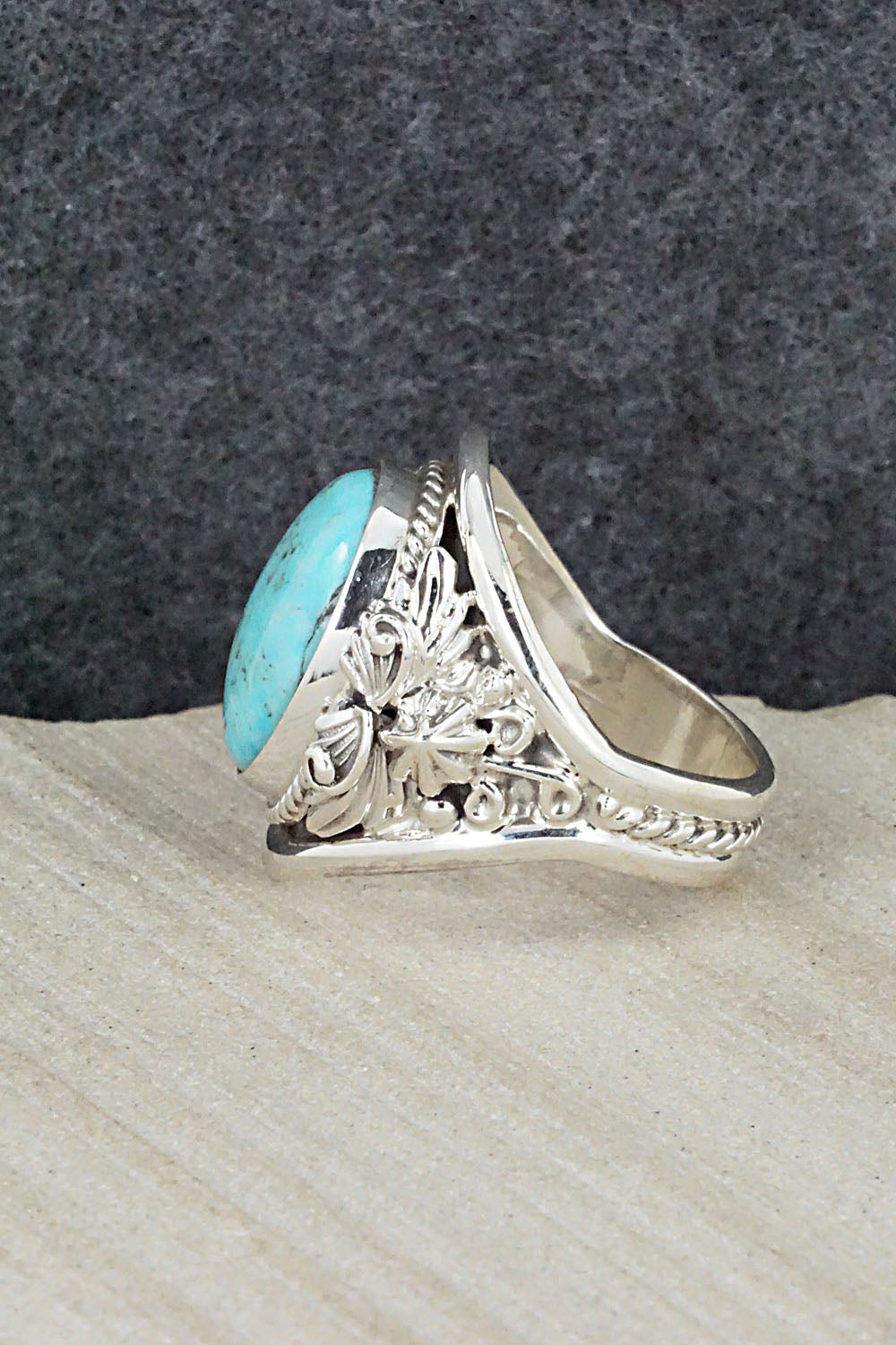 Turquoise & Sterling Silver Ring - Bobby Platero - Size 10