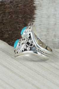 Turquoise & Sterling Silver Ring - Calvin Belin - Size 13