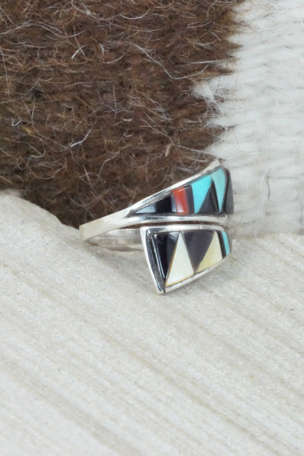 Multi Stone & Sterling Silver Ring - Cena Zuni - Size 6