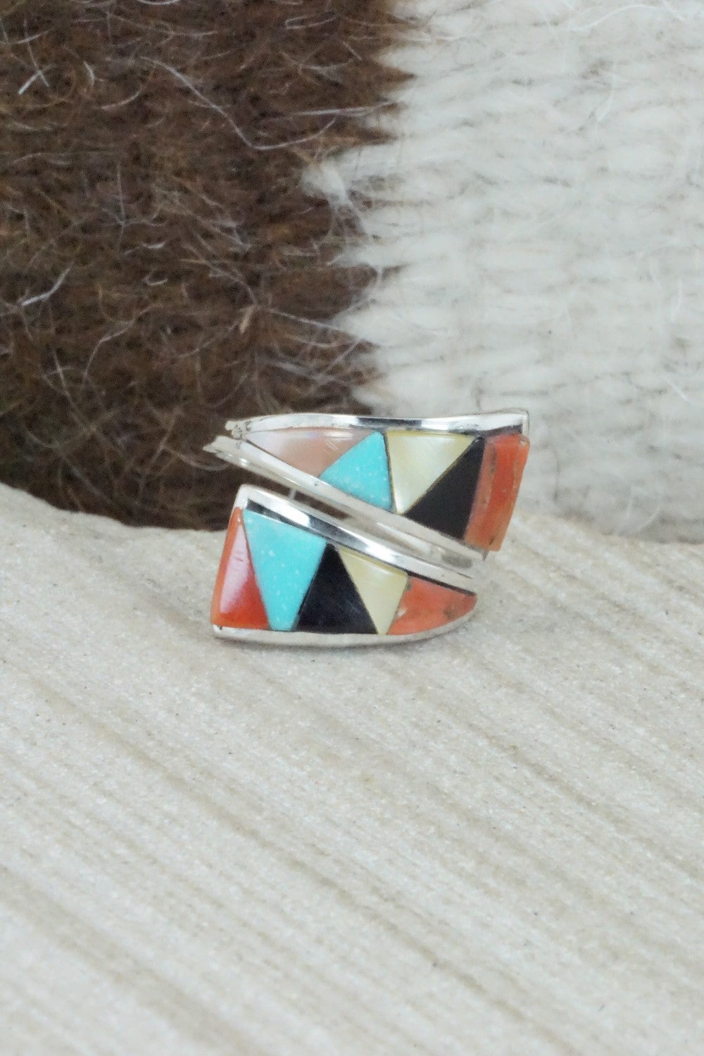 Multi Stone & Sterling Silver Ring - Cena Zuni - Size 4.75