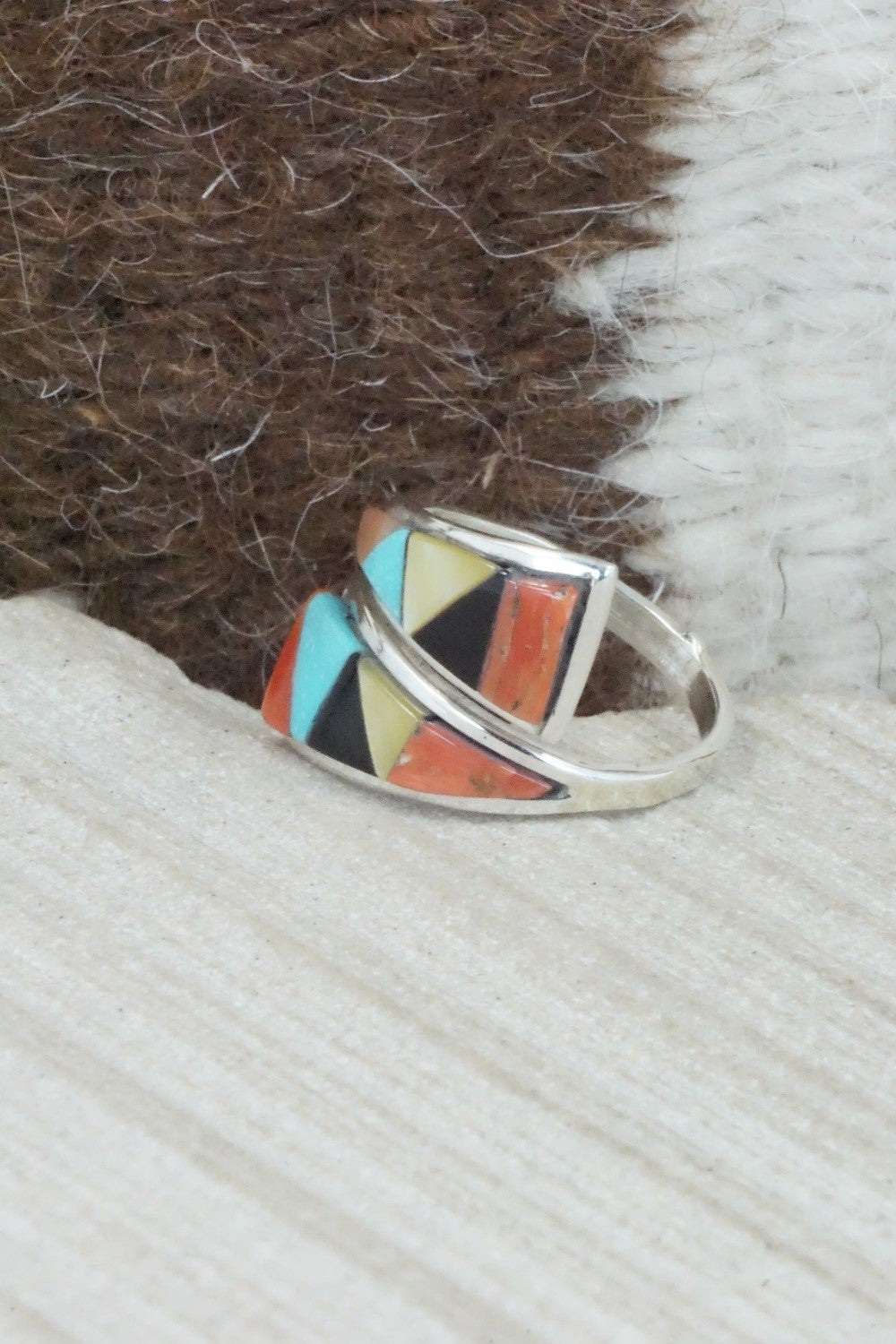 Multi Stone & Sterling Silver Ring - Cena Zuni - Size 4.75
