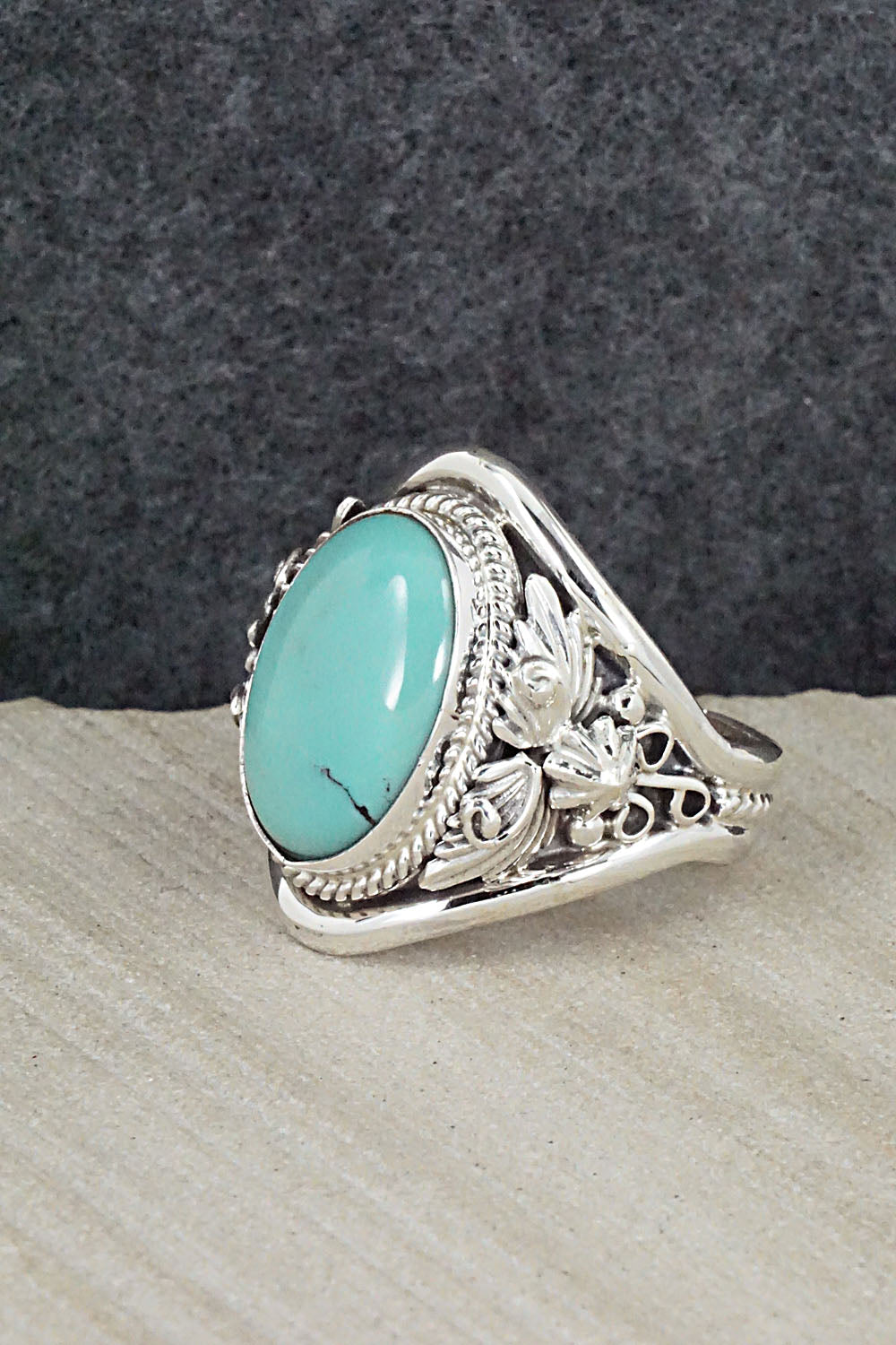 Turquoise & Sterling Silver Ring - Bobby Platero - Size 11