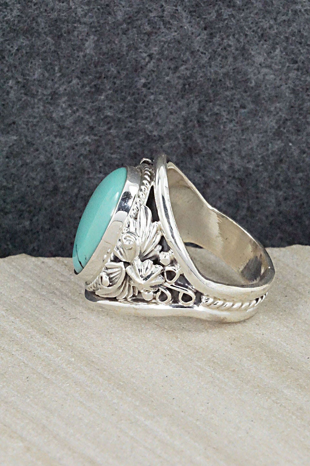 Turquoise & Sterling Silver Ring - Bobby Platero - Size 11