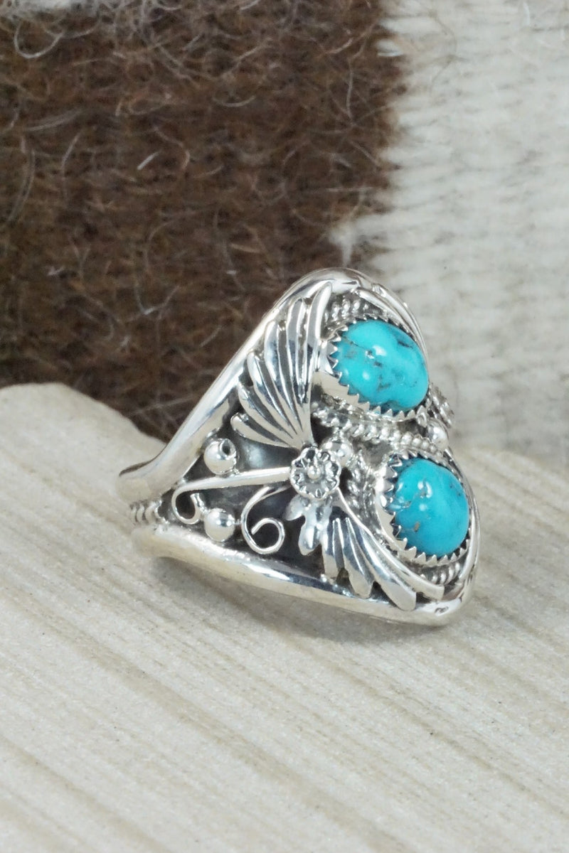 Turquoise & Sterling Silver Ring - Calvin Belin - Size 13