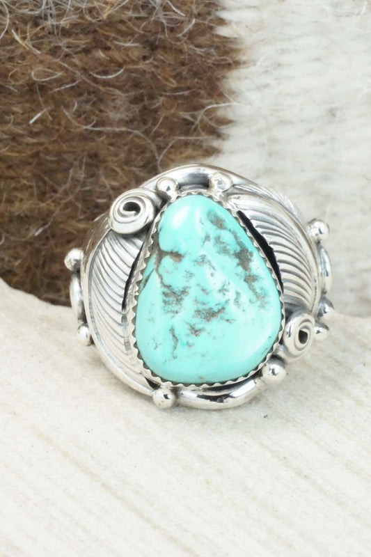 Turquoise & Sterling Silver Ring - Darrell Morgan - Size 11.5