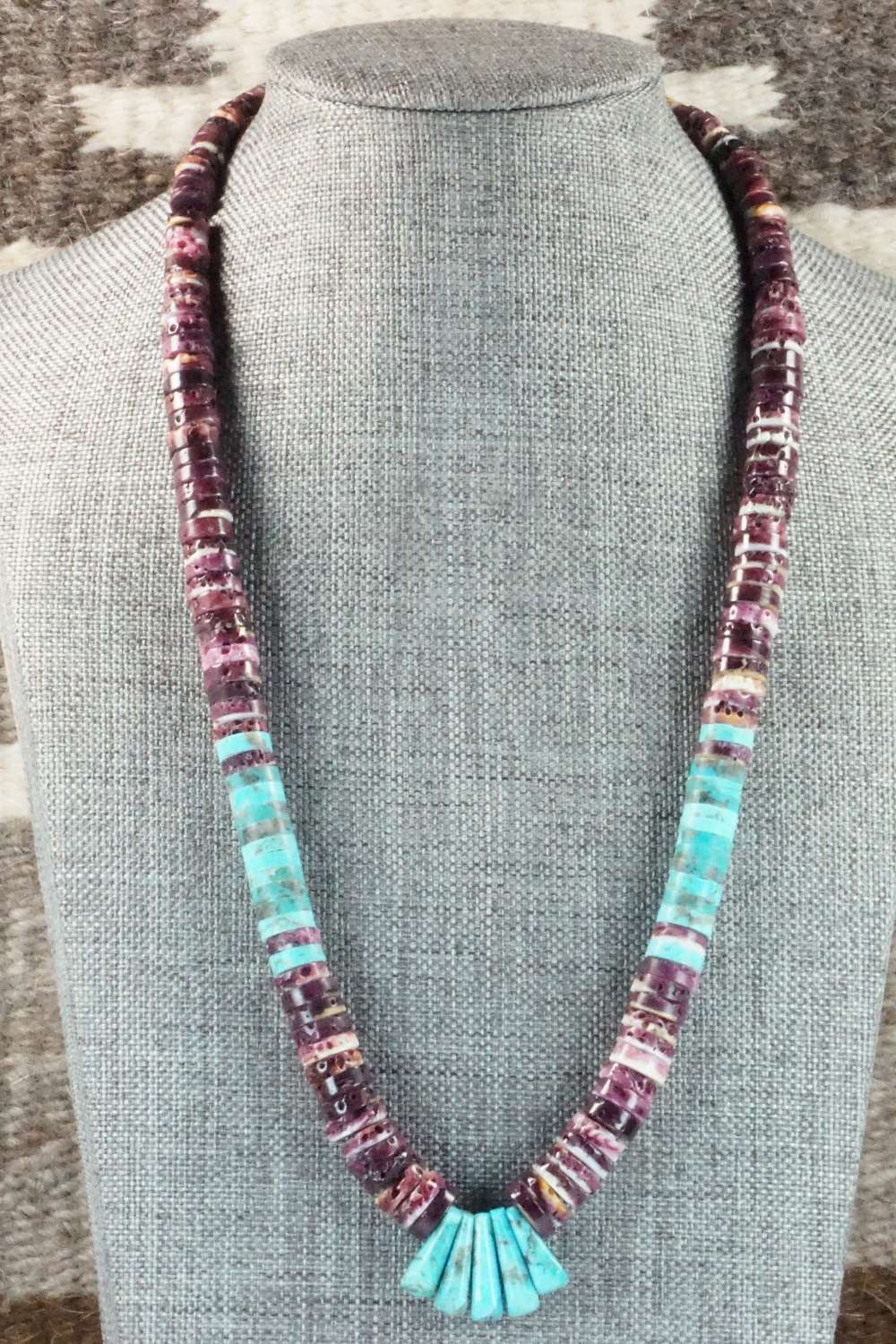 Spiny Oyster & Turquoise Necklace - Lupe Lovato