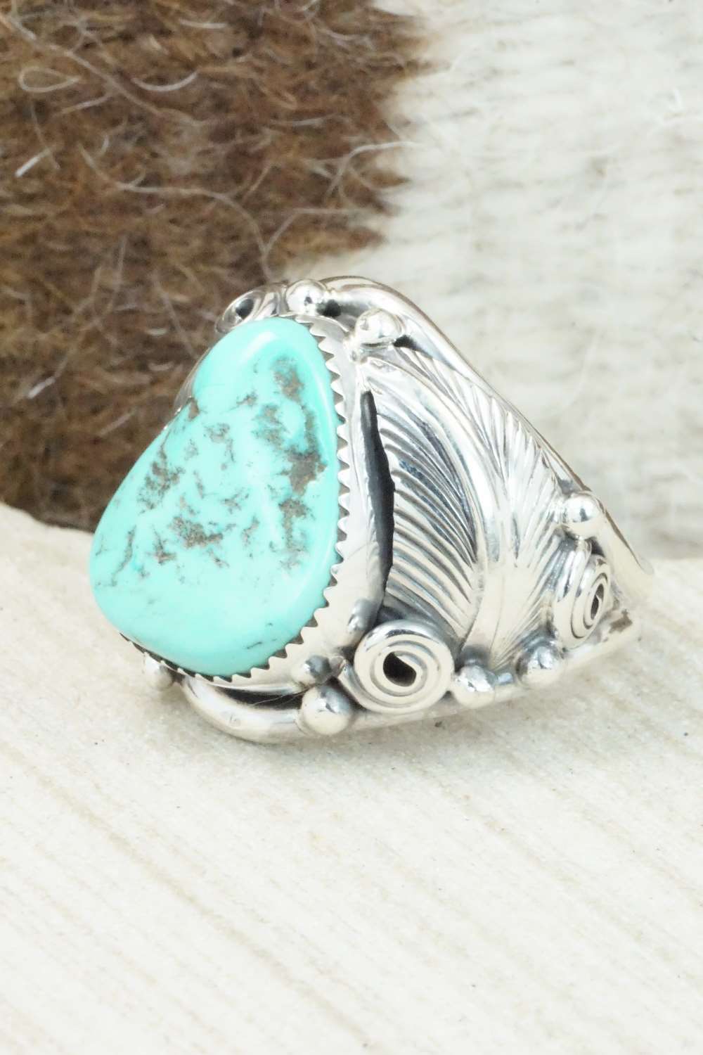 Turquoise & Sterling Silver Ring - Darrell Morgan - Size 11.5
