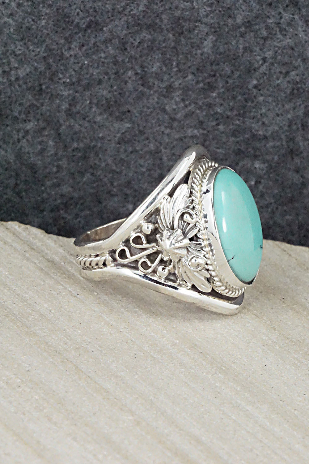 Turquoise & Sterling Silver Ring - Bobby Platero - Size 11