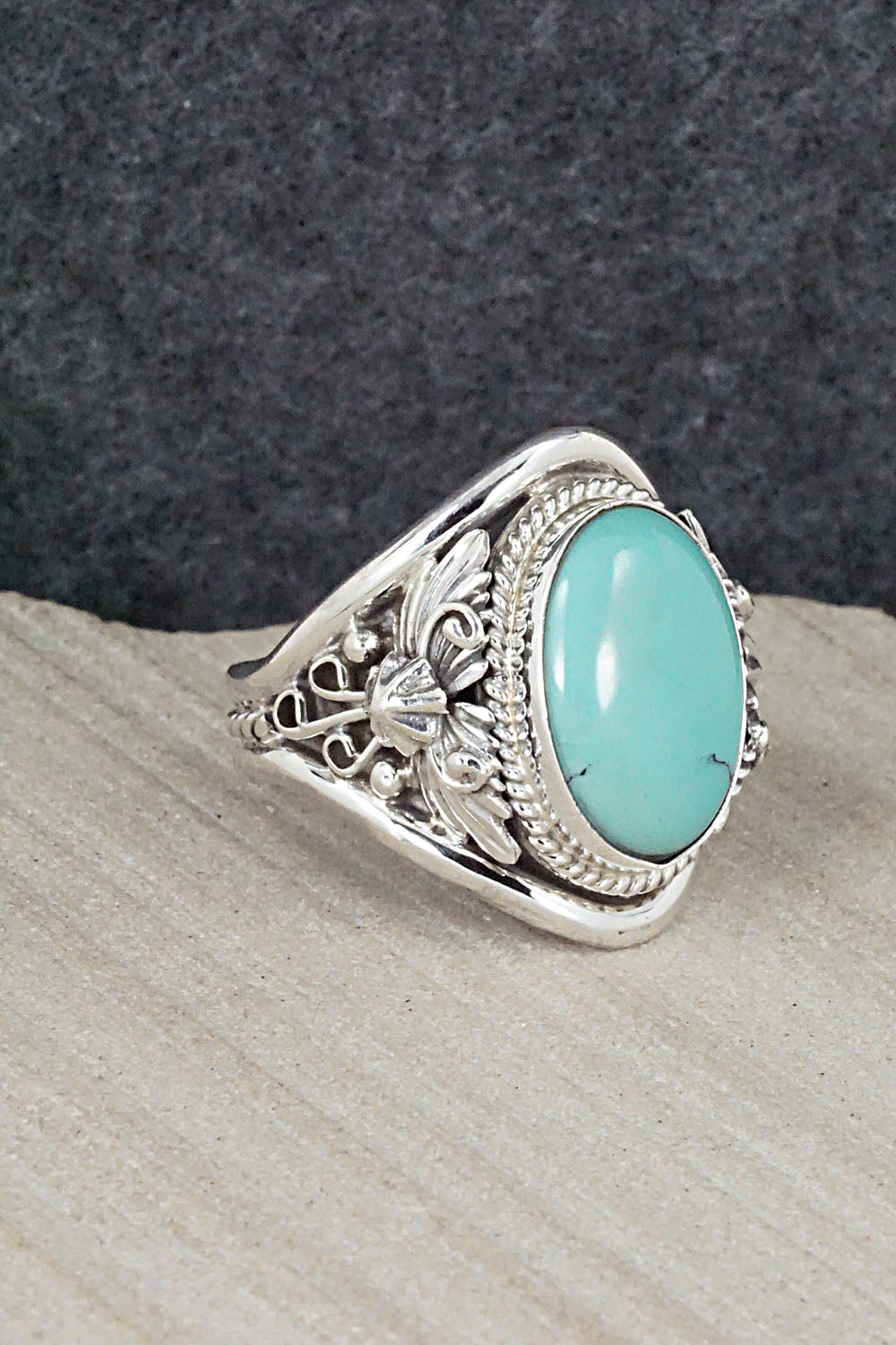 Turquoise & Sterling Silver Ring - Bobby Platero - Size 11