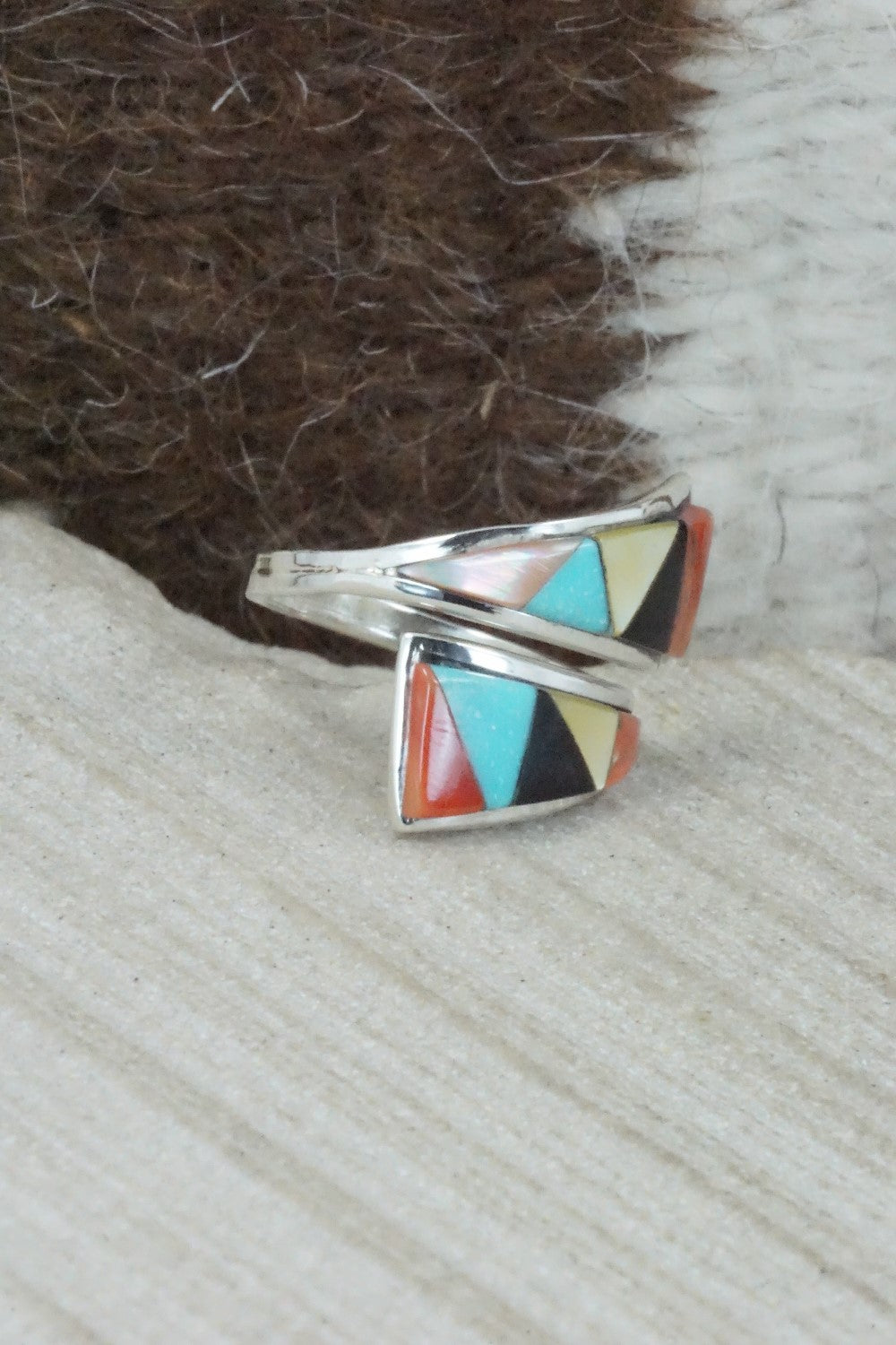 Multi Stone & Sterling Silver Ring - Cena Zuni - Size 4.75
