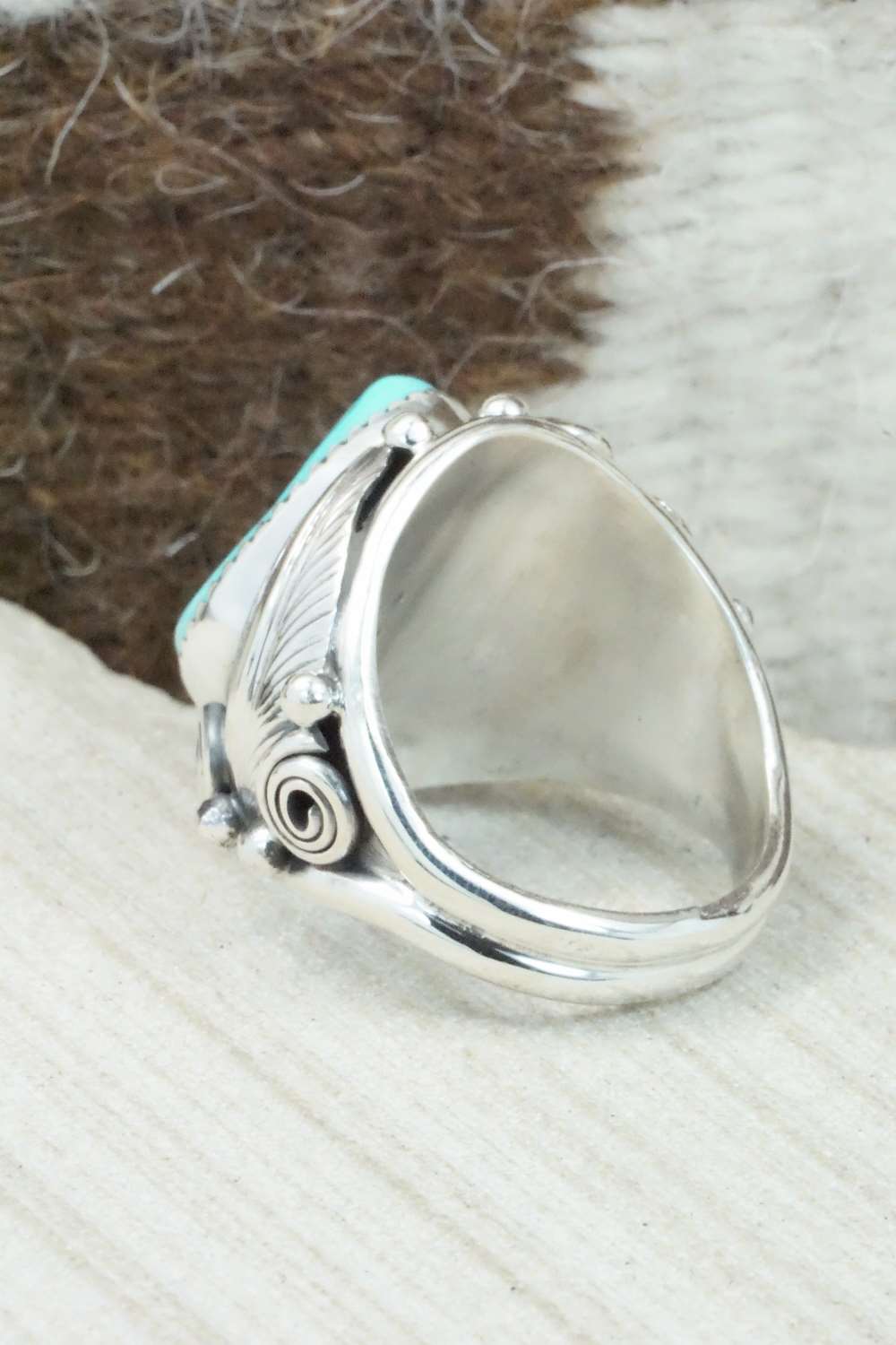 Turquoise & Sterling Silver Ring - Darrell Morgan - Size 11.5