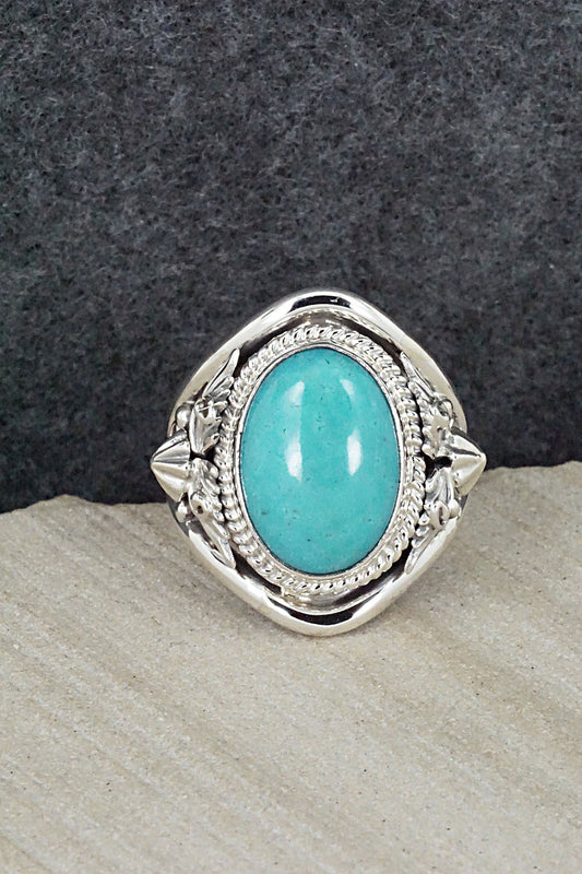 Turquoise & Sterling Silver Ring - Bobby Platero - Size 11