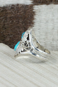 Turquoise & Sterling Silver Ring - Calvin Belin - Size 13.5