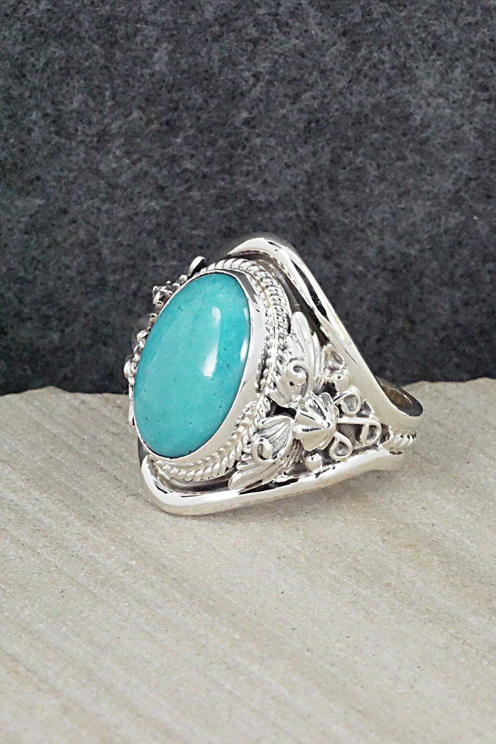 Turquoise & Sterling Silver Ring - Bobby Platero - Size 11