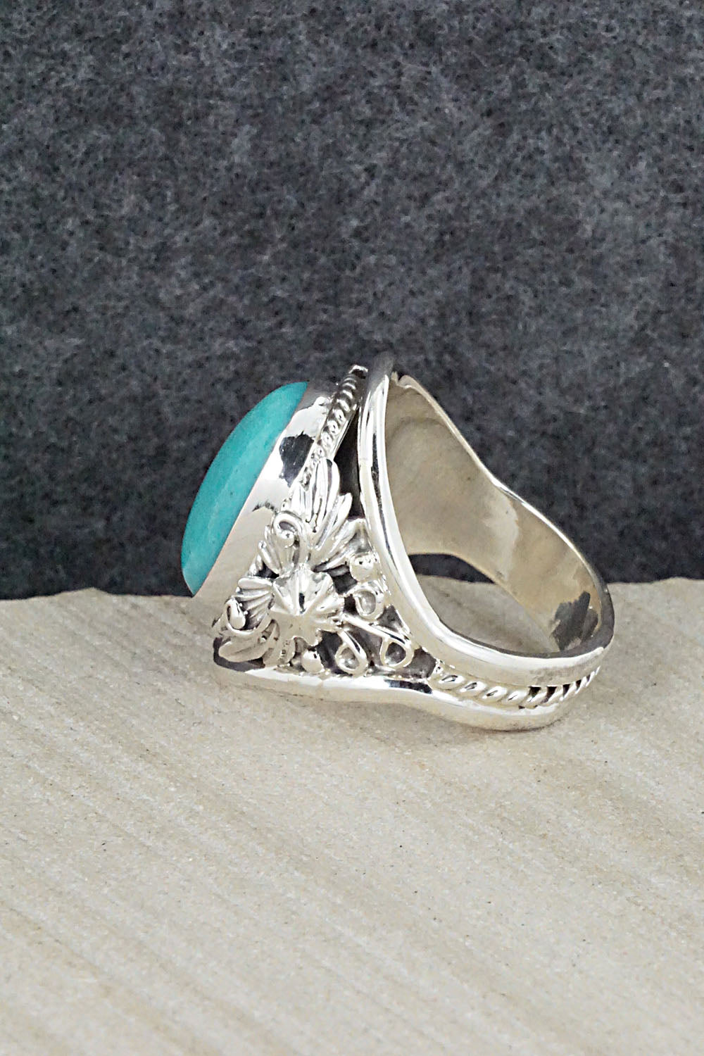 Turquoise & Sterling Silver Ring - Bobby Platero - Size 11