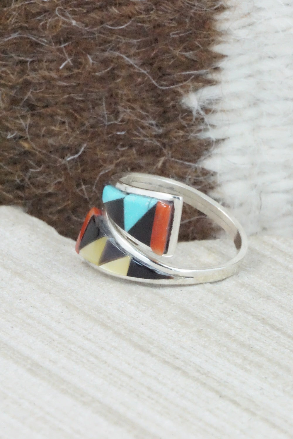 Multi Stone & Sterling Silver Ring - Cena Zuni - Size 7