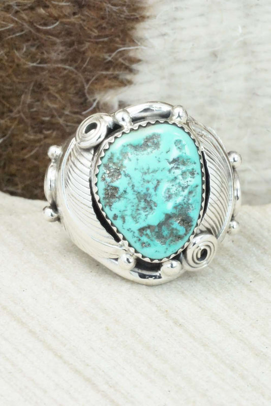 Turquoise & Sterling Silver Ring - Darrell Morgan - Size 12.5