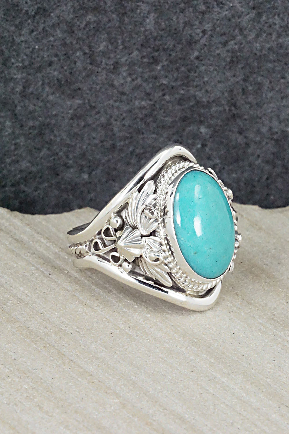 Turquoise & Sterling Silver Ring - Bobby Platero - Size 11