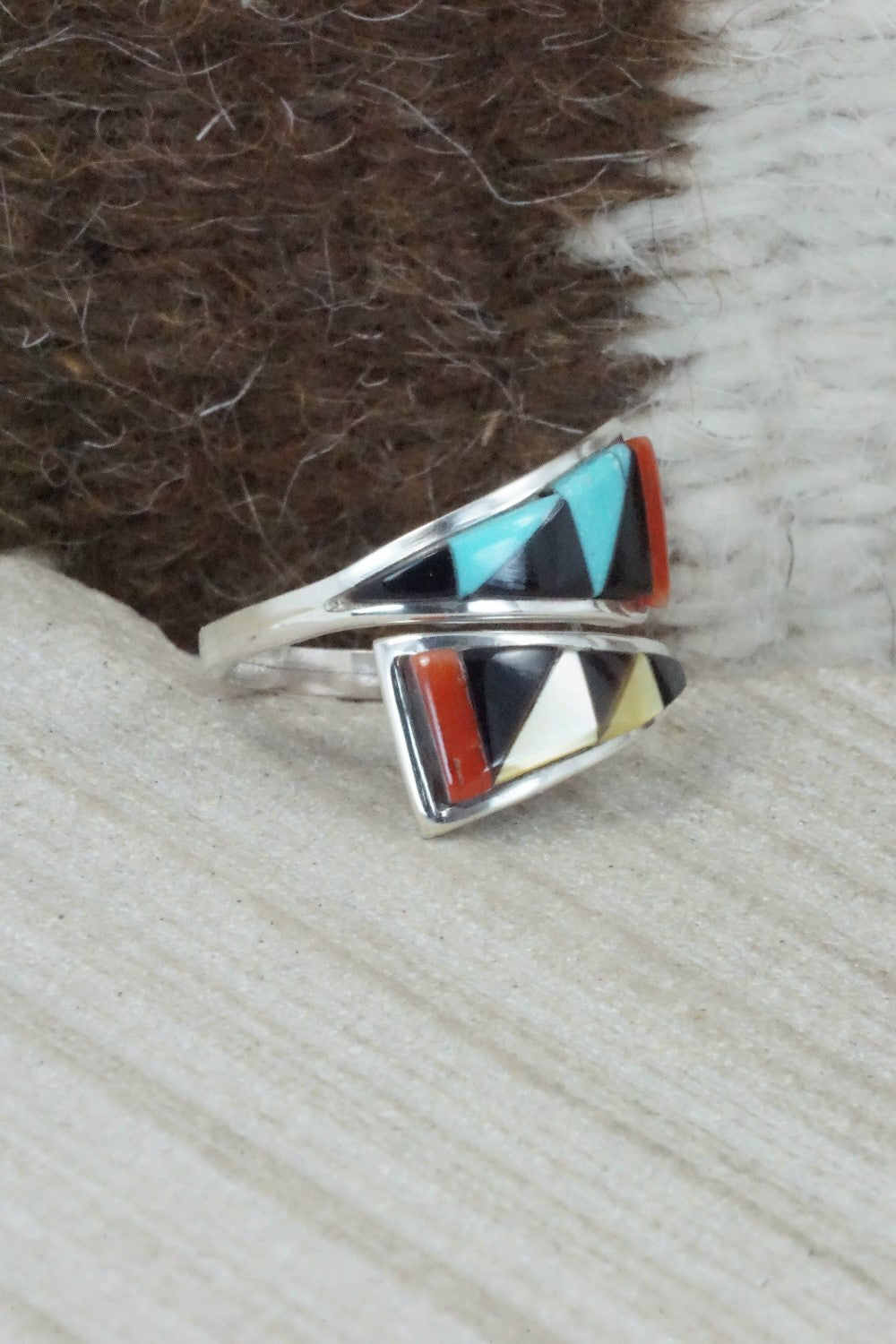 Multi Stone & Sterling Silver Ring - Cena Zuni - Size 7