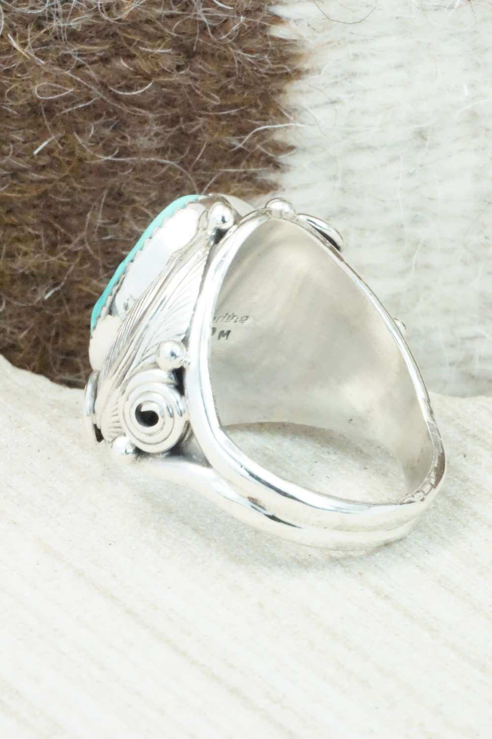 Turquoise & Sterling Silver Ring - Darrell Morgan - Size 12.5