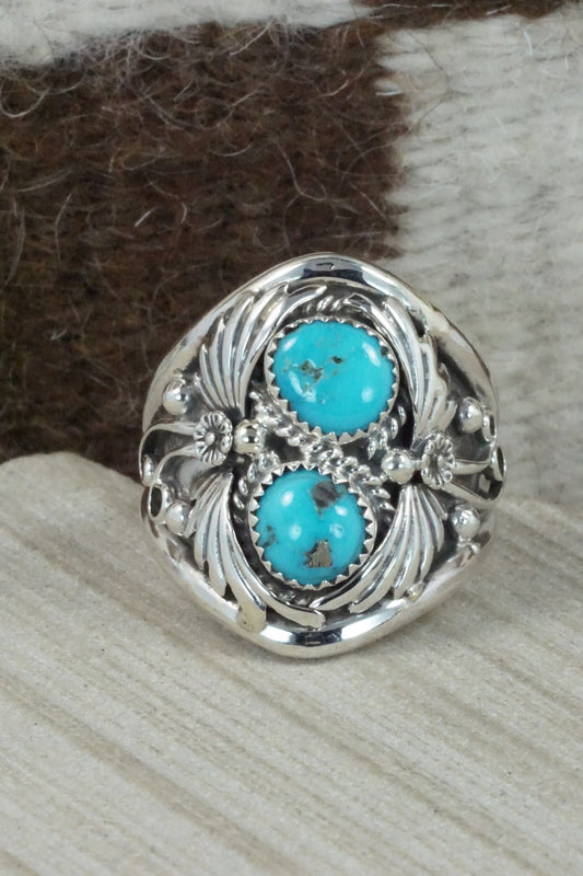 Turquoise & Sterling Silver Ring - Calvin Belin - Size 15