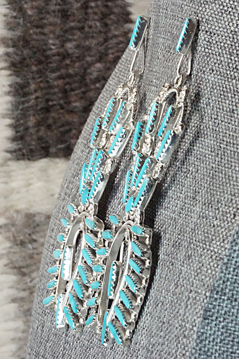 Turquoise & Sterling Silver Earrings - Claudine Penketewa