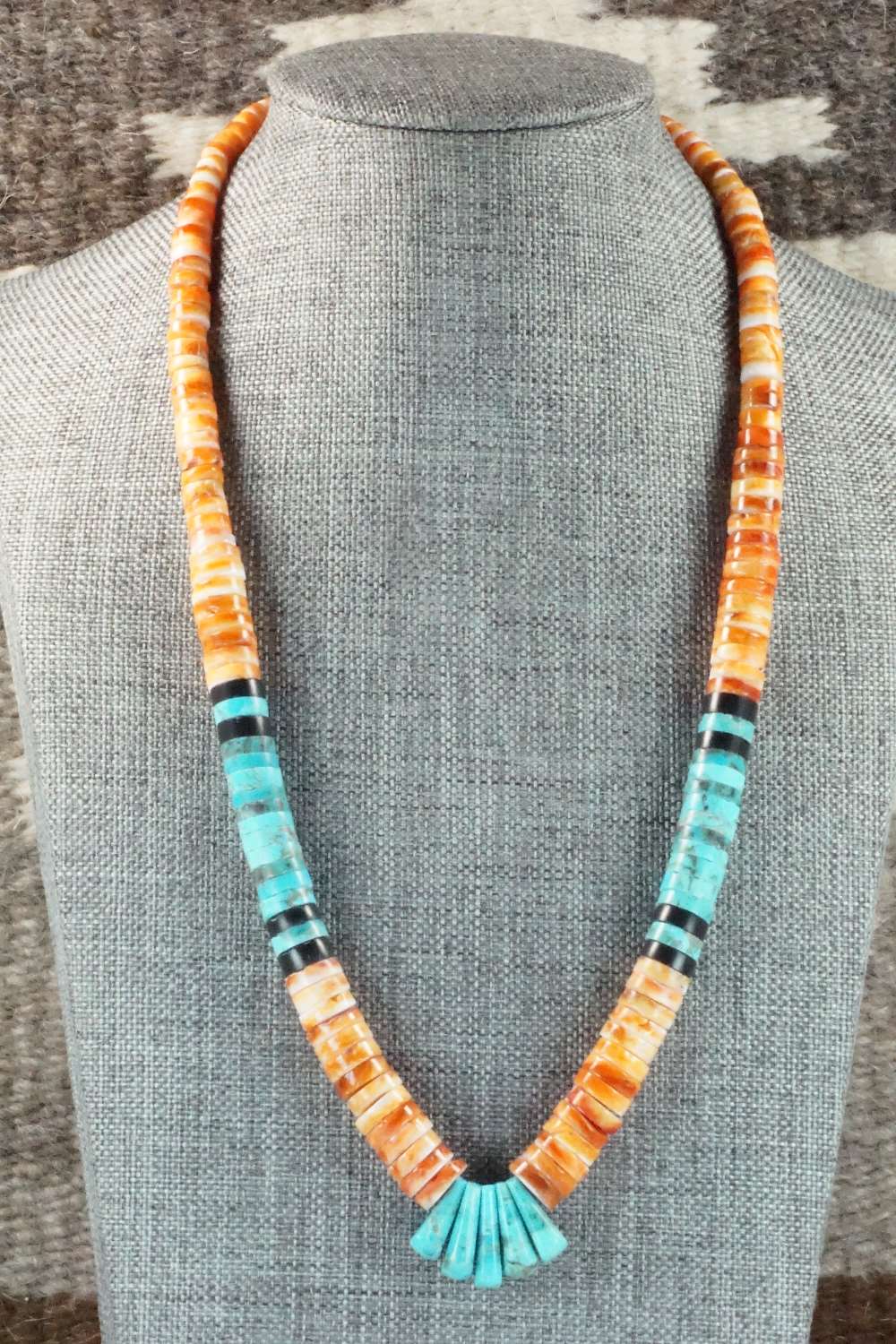 Spiny Oyster & Turquoise Necklace - Lupe Lovato