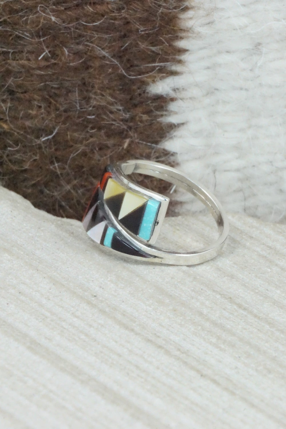 Multi Stone & Sterling Silver Ring - Cena Zuni - Size 6.5