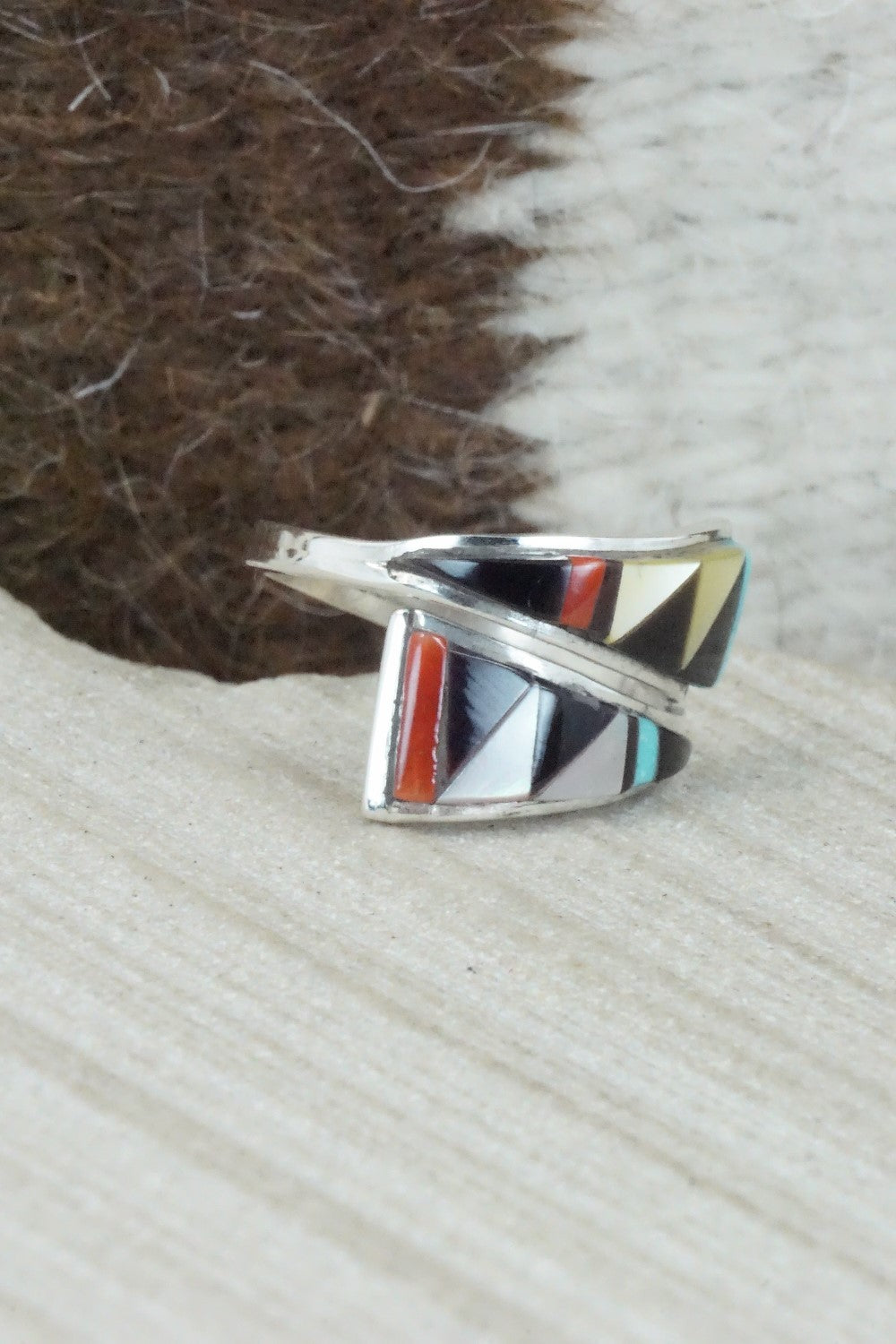 Multi Stone & Sterling Silver Ring - Cena Zuni - Size 6.5
