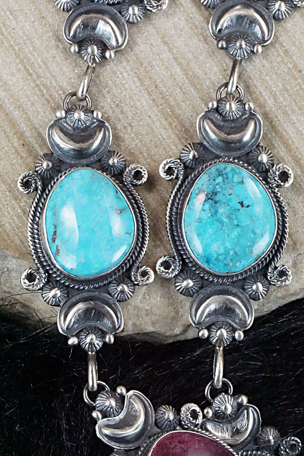 Turquoise, Spiny Oyster & Sterling Silver Necklace - Derrick Gordon