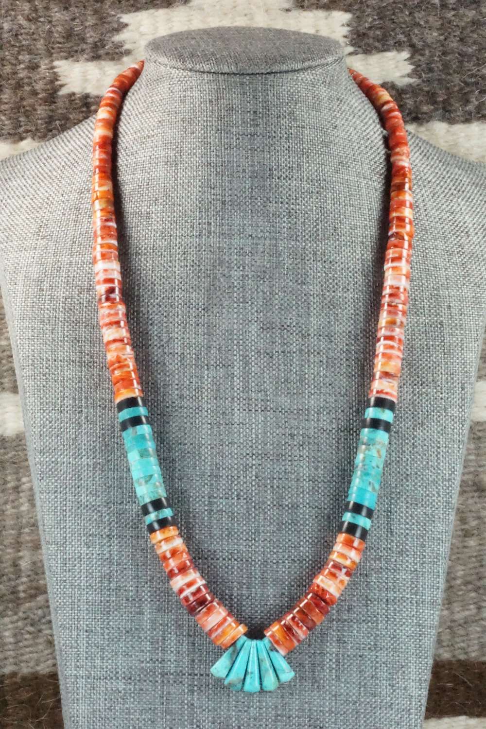Spiny Oyster & Turquoise Necklace - Lupe Lovato